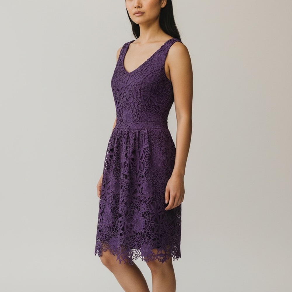Geode amethyst purple sleeveless lace dress M